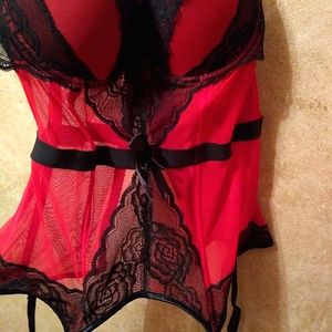 ❤️🖤 BEAUTIFUL CORSET W/ GARTER STRAPS XL 36D